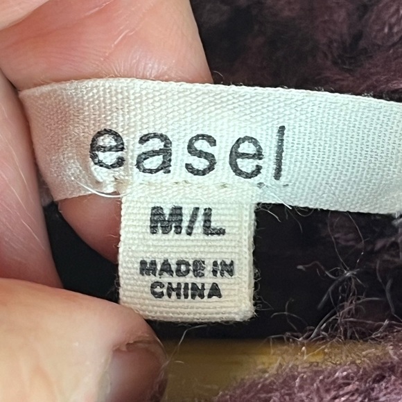 Easel Whimsigoth Burgundy Knit Sweater Floral Accent Boatneck Large - Picture 8 of 12